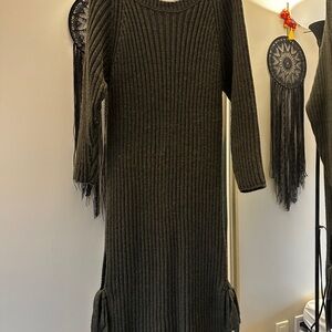 Olive Ribbed Knit Dress
